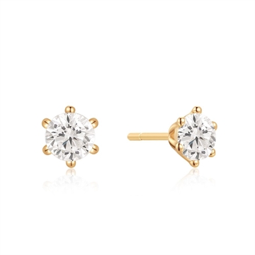 Ørestikker i 8 karat guld med 6 mm cubic zirkonia fra Støvring Design