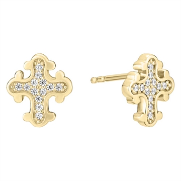 Ørestikker i 8 kt. guld med Dagmarkors og zirkoniasten fra LUND COPENHAGEN