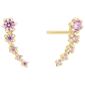 Ørestikker i 8 kt. guld med pink zirkonia fra LUND COPENHAGEN