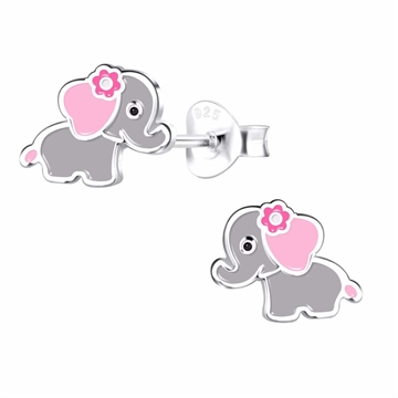 Ørestikker i Sterling Sølv med Elefant – Emaljeret Design