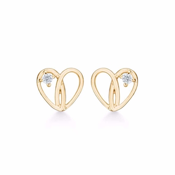 Forgyldte ørestikker med hjerte og zirkonia