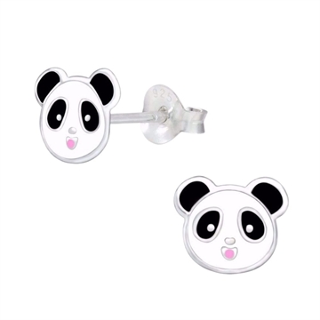 Panda ørestikker i 925 Sterling Sølv med sort og hvid emalje