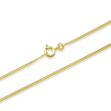 Panser halskæde i forgyldt sølv med højglanspoleret overflade og tætleddet design,  længde 60 cm