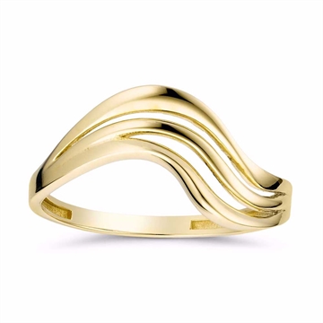 Ring i 8 karat guld med tre bølgede ringskinner fra Guld & Sølv Design