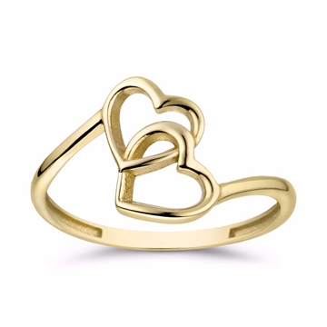 Ring i 8 karat guld med to flettede hjerter fra Guld & Sølv Design