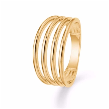 Ring i 8 kt guld med fire ringe samlet i flot design