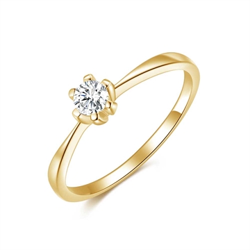 Ring i forgyldt 925 Sterling sølv med 4 mm zirkonia i seksgrapfatning fra Støvring Design
