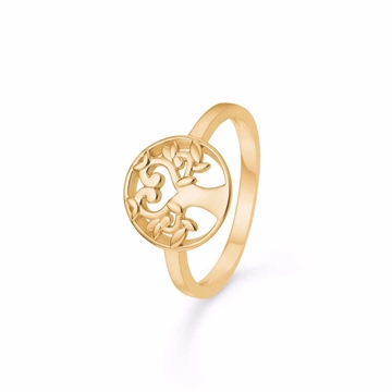 Ring i forgyldt Sterling sølv med udskåret Livets Træ-symbol