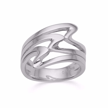 Elegant sølvring med bølget design