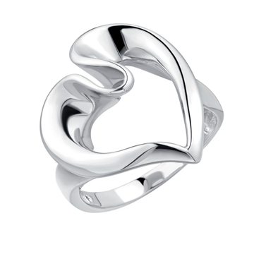 Ring i rhodineret 925 Sterling Sølv med hjerte, 19 x 15 mm