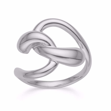 Ring i rhodineret sølv med dråbeformet og flettet design