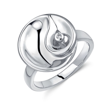 Ring i rhodineret Sølv med cirkeldesign og cubic zirkonia - STØVRING