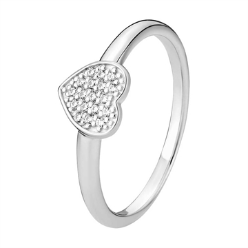 Ring i sølv med hjerte besat med hvide zirkoniasten – elegant og romantisk design - LUND COPENHAGEN