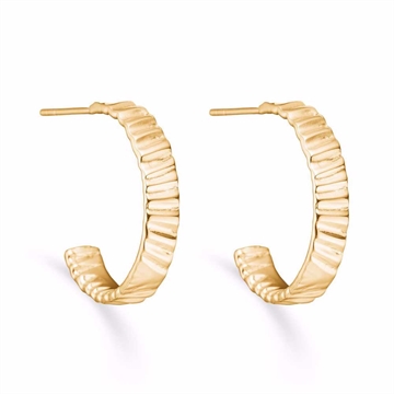 Selma hoops i forgyldt sølv med struktureret overflade - 20 mm