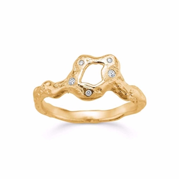Forgyldt sølv ring med zirkoniasten - Seville jewelry organisk design