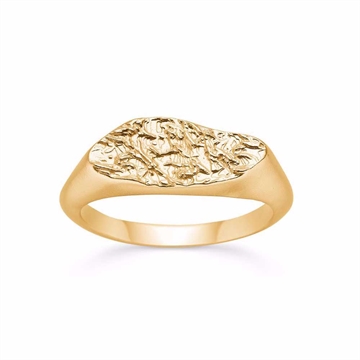 Ring i forgyldt Sølv med rustik overflade