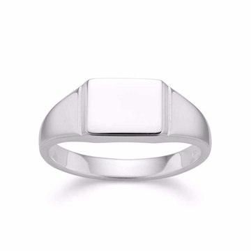 Signet ring i 925 sølv med blank rektangulær plade