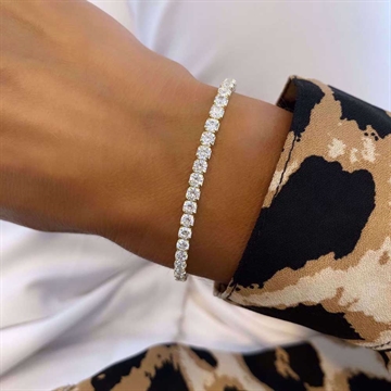 SILVIA MEDIUM Tennisarmbånd i Forgyldt Sølv med Zirkonia