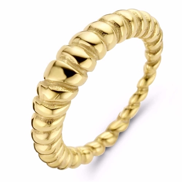 Snoet guldfarvet ring i stål med blank finish