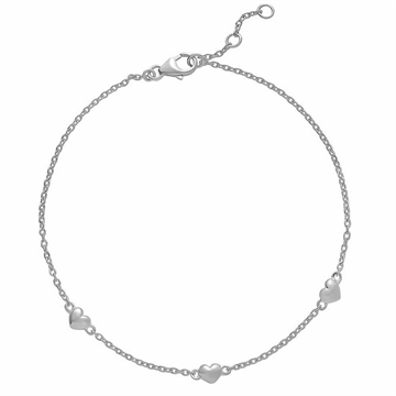 Armbånd i Sterling Sølv med Hjerter.