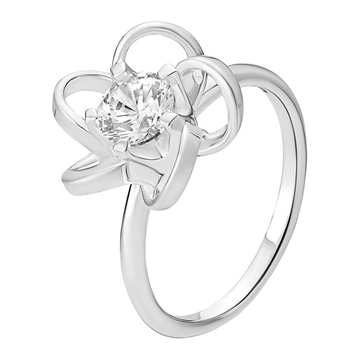 Sølvring med stor blomst og funklende zirkonia fra Lund Copenhagen