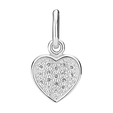 Hjertevedhæng i sterling sølv med funklende zirkoniasten, 8x8 mm, fra Lund Copenhagen