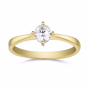 Solitaire ring i forgyldt Sølv med klare zirkonia - GULD & SØLV DESIGN