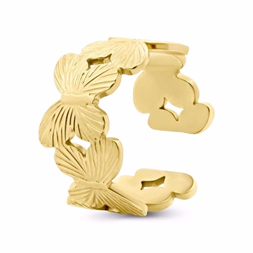 Sommerfuglering i guldbelagt stål med justerbart design