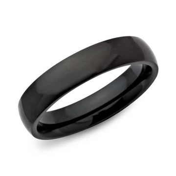 Sort vielsesring i rustfrit stål 5 mm med afrundet inderside og mulighed for gravering