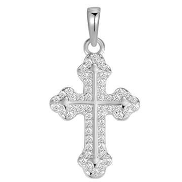 Elegant sølvkors med syntetiske cubic zirkonia - STØVRING DESIGN