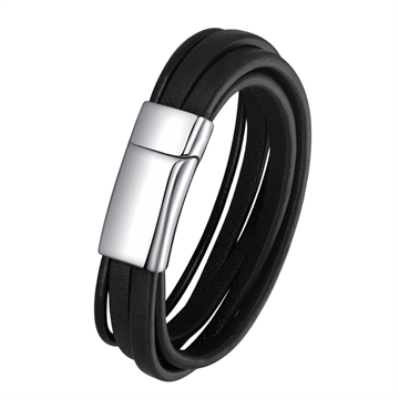 Læderarmbånd med magnetisk stållås fra Støvring Design