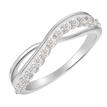 Ring i rhodineret sølv med infinity og zirkonia