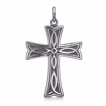 Stort kors vedhæng i 925 sølv med oxideret finish