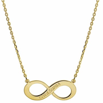 Forgyldt sølv halskæde med uendelighedstegn og personlig gravering