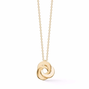 Vedhæng i 8 karat Guld med flettet knude - inkl. kæde i forgyldt Sølv