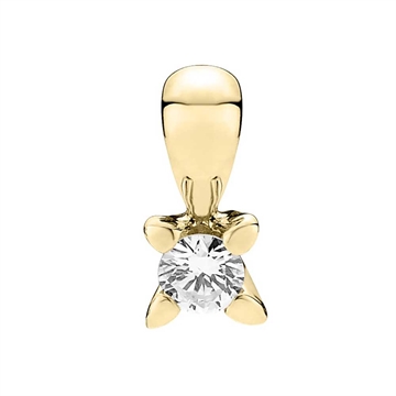 Vedhæng i 8 kt. guld med 0,15 ct labgrown diamant i klassisk firegrabsfatning