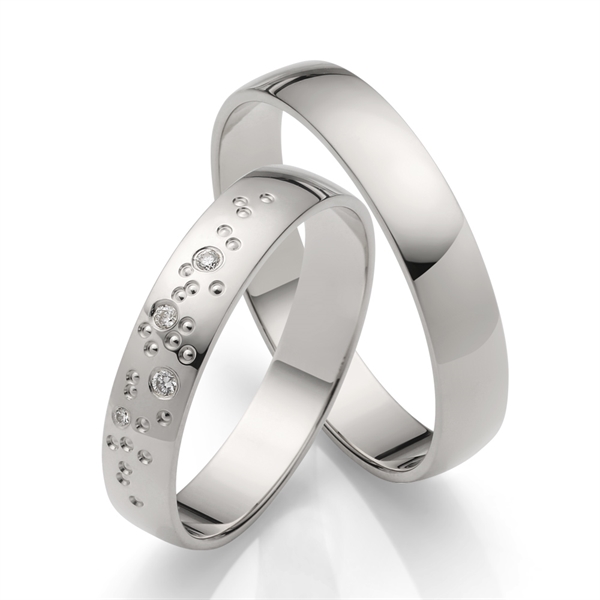 Vielsesringe i Palladium med Lab-Grown Diamanter - 4 mm