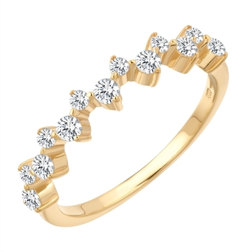Zigzag-ring i 8 kt. guld med funklende syntetiske cubic zirkonia
